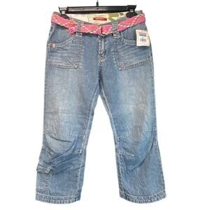 Union Bay Girls 16 Regular Blue Jeans Pink Belt Retro Fairy  NEW